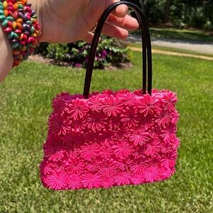 Bright Pink Floral Mini Bag, LIKE NEW